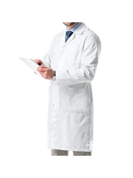 AIESI Medyczny Laboratorium męskie białe bawełniane 100% sanforyzowane 44