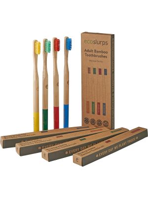 EcoSlurps Bambusowe szczoteczki do zębów wielokolorowe 4 sztuki - image 2