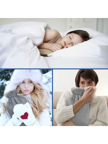 Homealexa termofor 2 l z miękką poszewką naturalny kauczuk premium szary BS - 6