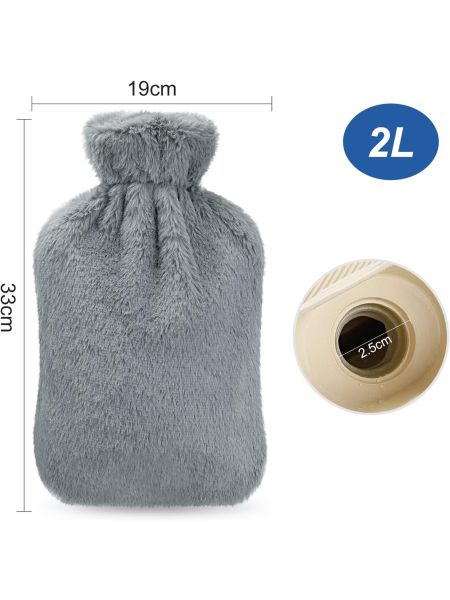 Homealexa termofor 2 l z miękką poszewką naturalny kauczuk premium szary BS - 3