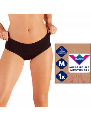 Majtki menstruacyjne z bawełny organicznej Nuvenia czarne róż. M