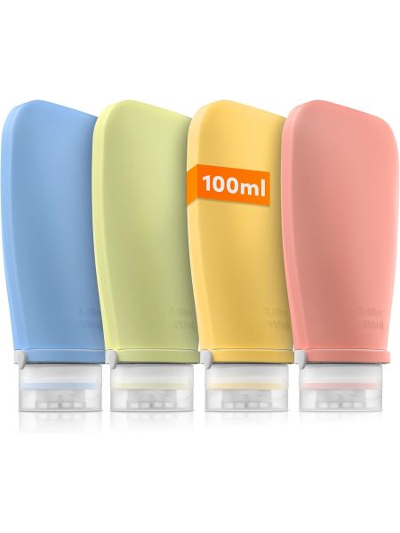 TRAVELY Butelki podróżne 4 x 100 ml do bagażu podręcznego kolorowy zestaw - 2