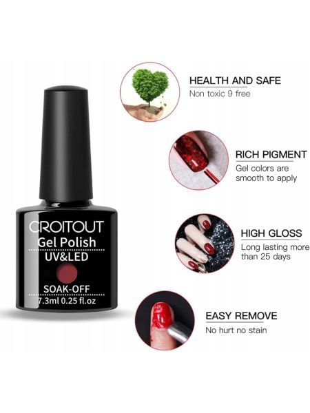 Zestaw lakierów do paznokci UV, żelowy lakier do paznokci Shellac, wielokol - 5